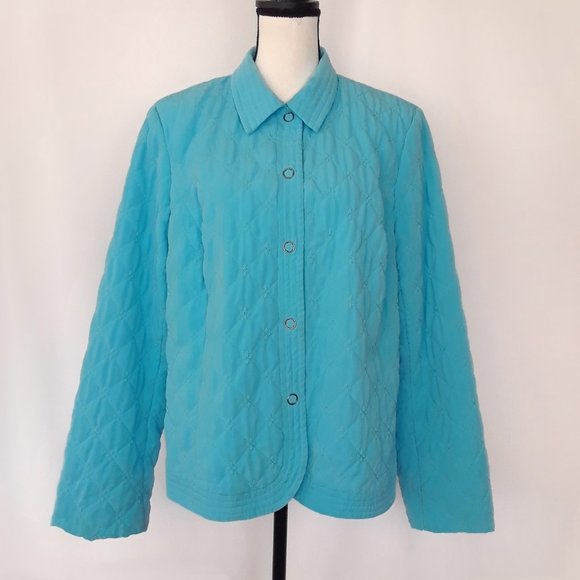 Requirements Jackets & Blazers - Requirements Tiffany Blue Quilted Snap Button Down Jacket Size XL